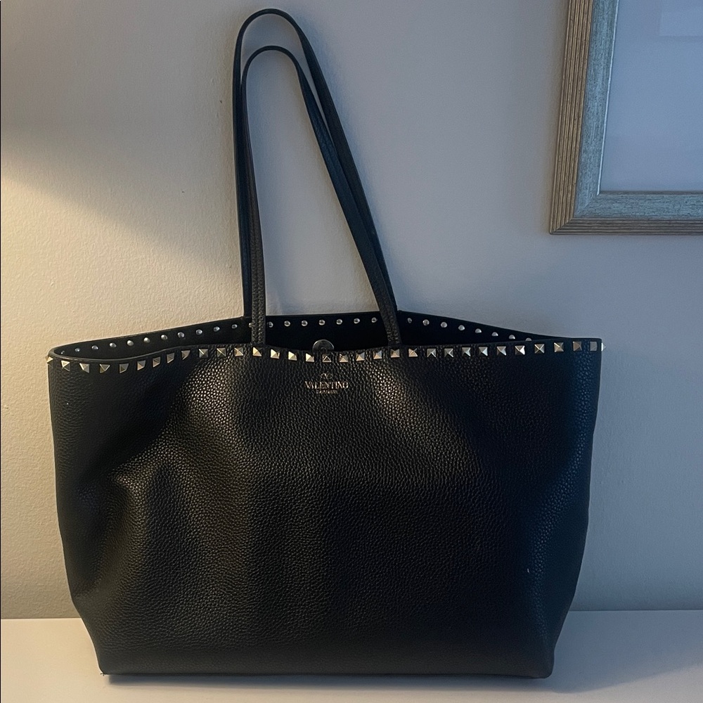 Valentino Black Tote with Gold Studs